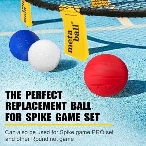 Spike Game Replacement Balls National Color 3-Pack with Pump Compatible with Spike Standard Game Set and Other Round Net Game | Lawn Beach Volleyball | Strong Bounce Ball ( 3-Pack 3.5inch with Pump)