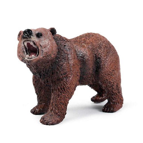 Grizzly Bear Toys Figurines, Plastic Forset Animals Bear Figures for Kids, Realistic Woodland Creature Party Supplies Cake Toppers, Pack of 3