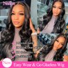 Glueless Wigs Human Hair Pre Plucked Wear and Go Glueless Wig for Beginners Body Wave Lace Front Wigs for Black Women Upgraded No Glue Ready To Wear 4x4 Lace Pre Cut Wig 16 Inch