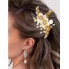 JAKAWIN Flower Wedding Hair Clip Gold Pearl Hair Piece Crystal Bridal Hair Accessories for Women