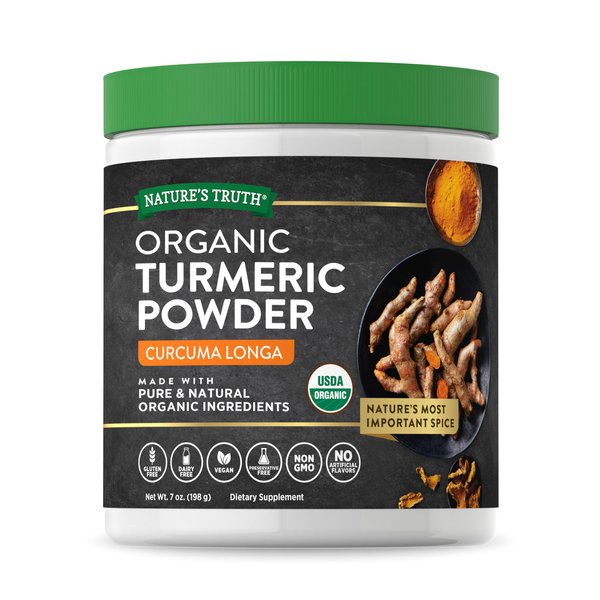 Nature's Truth Organic Turmeric Powder | 7 oz | Pure & Natural Turmeric Ingredients | Vegan, Non-GMO & Gluten Free Supplement