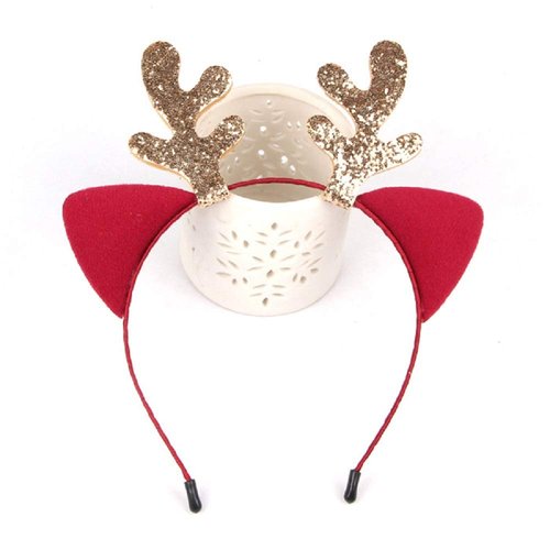 LSHDXD Christmas Headband Hair Hoop, Elk Antlers Cat Ear Glitter Hair bands Hair Accessories Headdress for Christmas Decorations Party Supplies.