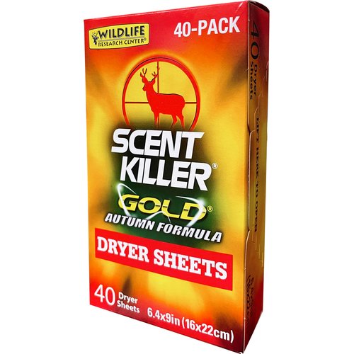 Wildlife Research Scent Killer Gold Autumn Formula Dryer Sheets for Hunting, Pack of 40