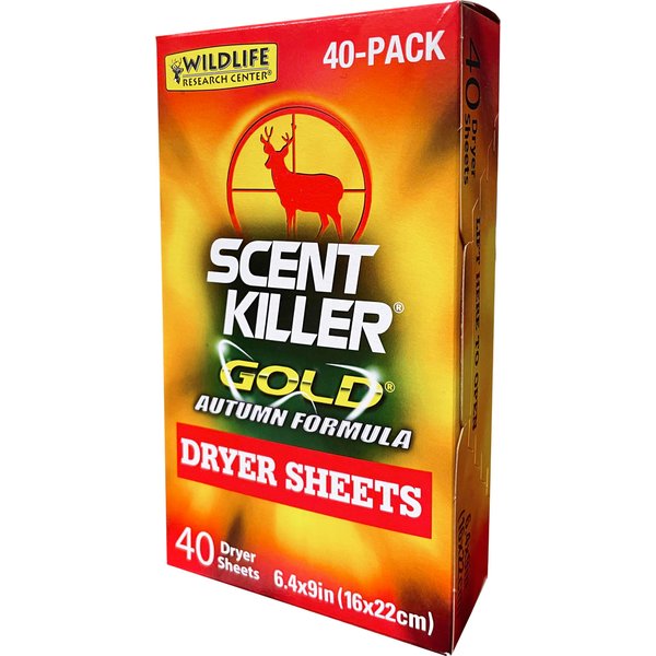 Wildlife Research Scent Killer Gold Autumn Formula Dryer Sheets for Hunting, Pack of 40