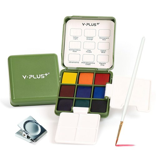 YPLUS Pocket Watercolor Paint Set, Portable Travel Watercoloring Painting Kit with Brush, Mini Painting Art Supplies Gift for Artist Beginners Stocking Stuffers for Kids Adult