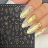 8 Sheets Star Moon Sun Nail Art Stickers Decals 3D Self-Adhesive Nail Art Decoration Decals Holographic Laser Design Star Nail Decals Moon Sun Nail Charms for Women and Girls DIY Acrylic Nail Art