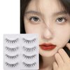 Miz Barn Daily Natural Look False Eyelashes, 4 Pairs Soft Lightweight Comfortable Short Lashes Clear Band Handmade False Eyelashes (W-7)