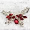 PRETTYLIFE Bridal Crystal Hair Comb Rhinestone Hair Piece Prom Party Festival Wedding Hair Accessories for Women and Girls (Red)