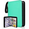 Trading Card Binder 4 Pocket,400 Pockets Card Binder for Pokemon Cards with Zipper,50 Sleeves Card Holder Compatible with Standard Card,Sport Card,Game Card-Gift for Boy and Girl(4-Pockets, Green)