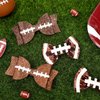 Whaline 4Pcs Glitter Football Hair Bow Clips Brown and White Football PU Leather Hairgrips Sparkly Alligator Clips for Sports Party Hair Accessories