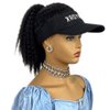 VAVANGA Hat Wig for Black Women - Black Hair with Hat Ponytail Wig Hat Baseball Cap Attached Hair Afro Kinky Yaki Hair Extensions Hat Wigs for Women(#1B, LD0315)