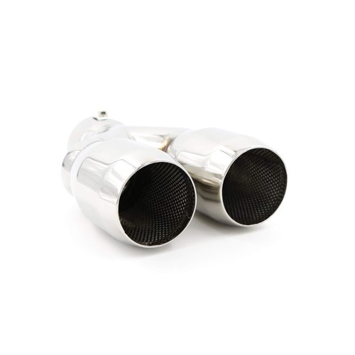 RP Remarkable Power, Fit for 2.5 Inch Inlet 2x2.6" Outlet 8.85" Overall Length Stainless Steel Clamp on Dual Exhaust Tip Tailpipe Duo Layer 2.5"X(2.6"X2) X8.85" EXT45