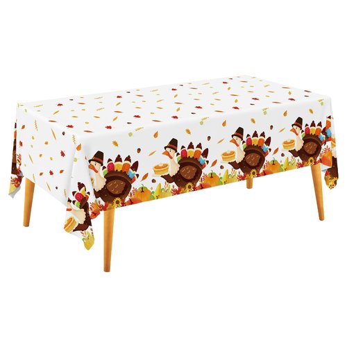 Gatherfun Thanksgiving Turkey Party Supplies - 2 Pack Disposable Plastic Tablecloth, 54”x108” Table Cover Ideal for Autumn and Thanksgiving Party Decorations