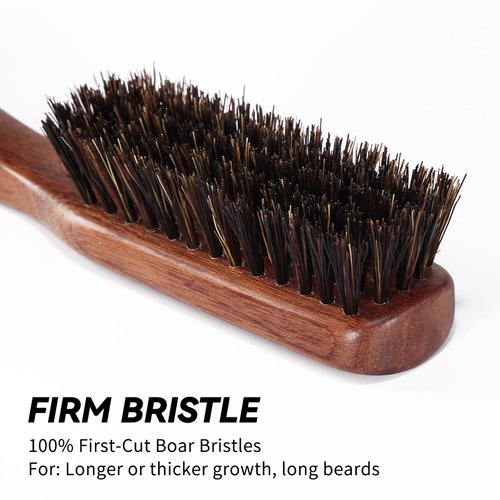 BESTOOL Hair Brush, Boar Bristle Beard Brush for Daily Beard Care, Men Brush with Handle Made of Beech Wood (Brown)