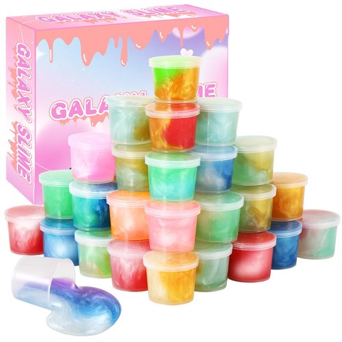 Galaxy Slime Party Favors, Mini Slime 30 Pack, Stretchy, Non-Sticky, Non-Mess Party Favor Slime for Girls and Boys Christmas Stocking Stuffers - Valentine Kids Slime, Classroom Reward