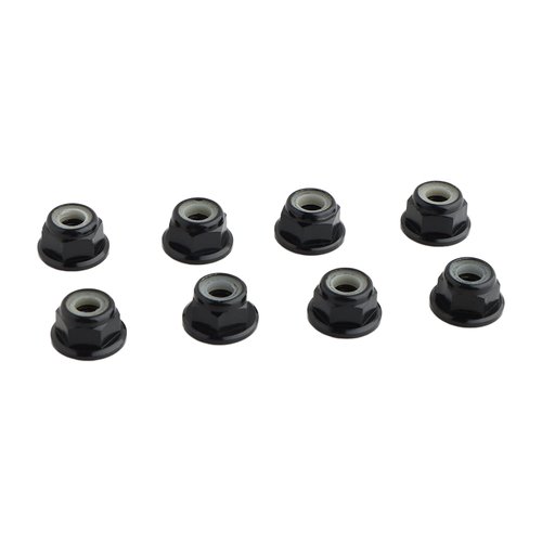 GDOOL 8PCS Flange M4 Lock Nuts Serrated Nylon Self-Tightening Aluminum M4 Wheel Hardware for Axial HPI TLR ECX Model RC Car Vehicles Upgraded Replacement Parts (Black)