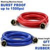 2 PACK Rubber 6FT Washing Machine Hoses Burst Proof Red and Blue Coded Washer Hoses for Hot and Cold Water 3/4" Connection Water Supply Lines by Fetechmate