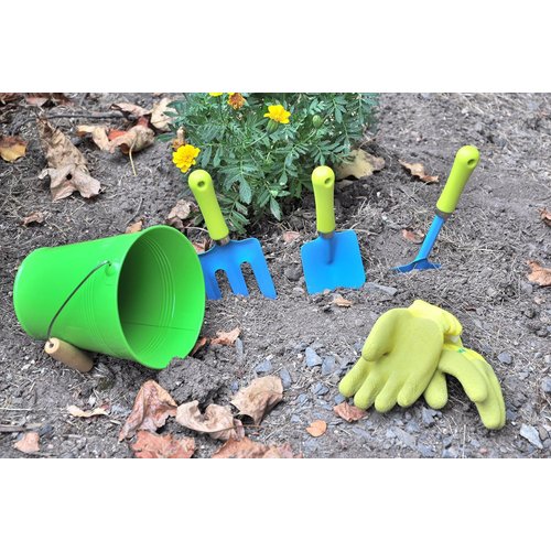 G & F Products 10051 JustForKids Kids Water Pail with Garden Tools Set, Green