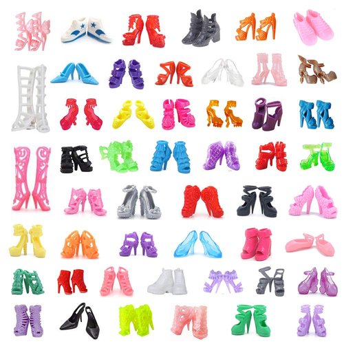 50Pairs Doll Shoes Replacement Different Assorted Colors Doll Flat Shoes High Heel Shoes Doll Boots Set Replacement for 11.5 inch Doll (Doll Shoes)
