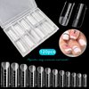 Vnjaoi 120 Pcs Poly Extension Gel Dual Nail Forms Nail Molds With Scale Builder Coffin Nail for Gel Manicure Nail Art Design Salon DIY at Home (Long Square Head Frosted Dual Nail Forms Set)