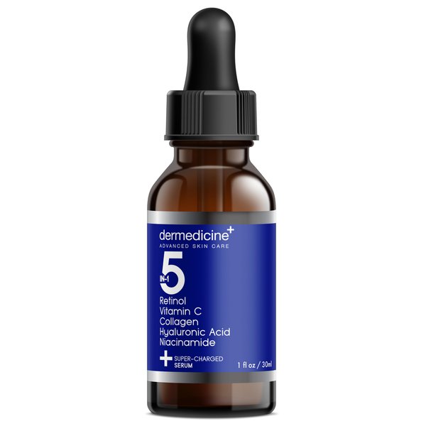 5 in 1 Potent Face Serum with Retinol, Vitamin C, Collagen, Hyaluronic Acid, Niacinamide | May Help Improve Appearance of Fine Lines and Reduce Appearance of Dark Spots | 1 fl oz / 30 ml
