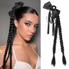 Ponytail Extension HOOJIH Claw Clip Braided Ponytail Extension Hair Extensions 20 Inch Double Braided Ponytails Hairpieces for Women - Natural Black