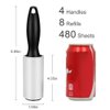 480 Sheet Extra Sticky Lint Roller - Pet Hair Remover for Clothes - 4 Handles + 8 Refills Pack