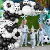 Soccer Balloon Garland Arch Kit, 22 18 12 10 5 Inch Black White Football Print Balloons Arch Kit with 4D Football Foil Balloons Football Helium Balloon for Birthday Soccer Football Club Party