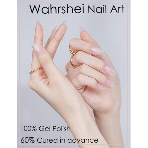 Semi Cured Gel Nail Strips, 20pcs Gel Nail Stickers UV, Semi Cured Gel Nail Wraps for Home Nails DIY (Clear)