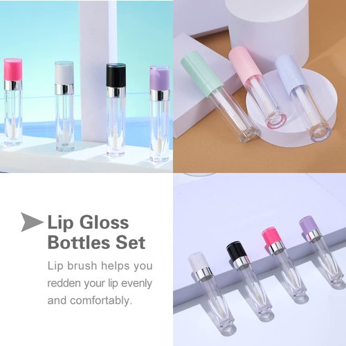 YITOU 10 Pcs Refillable Empty Lip Gloss Tubes with Wand, 6.4ml Lip Balm Gloss Containers with Rubber Insert Lipgloss Tube Lip Glaze Bottle Making Kit for DIY Lipstick Samples Christmas