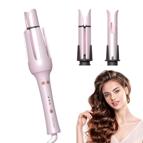 hahahope Automatic Curling Iron, Rotating Curling Wand with 2 Barrel Sizes (1", 1.25"), Anti-Tangle & Auto-Off for Hair Waver, Dual Voltage Hair Styling Curler, 3 Speed Fast Heating
