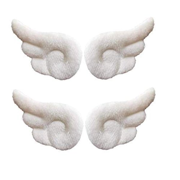 HLLMX Hair Clip - 2 Pairs Angel Wings, White, Fabric, for Girls' Hair Decorating, Party, Cosplay Accessories