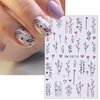 6 Sheets Autumn Nail Decals Fallen Leaves Flower Nail Art Stickers 3D Self-Adhesive Fall Maple Leaf Nail Stickers with Nail Tweezers Heart Floral Nail Decoration for Women Girls Manicure Nail Supplies