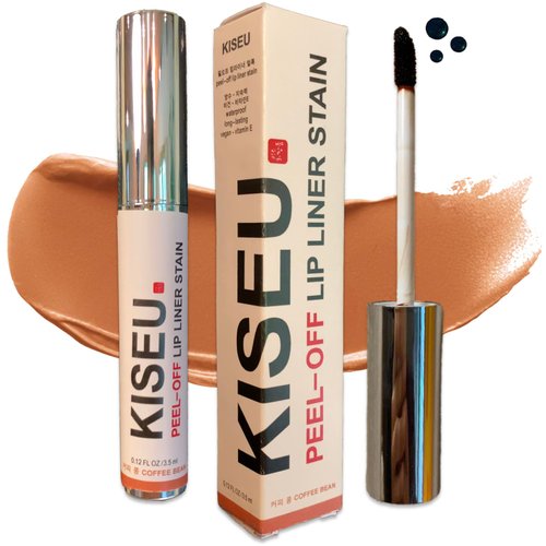 KISEU Peel-Off Lip Liner Stain, Waterproof, Long-Lasting, Vegan, & Vitamin E, Peel Off Lip Liner Tattoo, Lip Stain Peel Off, Lip Stain for All Skin Types - Coffee Bean