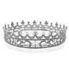 Full Crystal Queen King Wedding Queen Princess Prom Tiara Round Crown For Wedding Prom Bridal Party Costume (Silver)