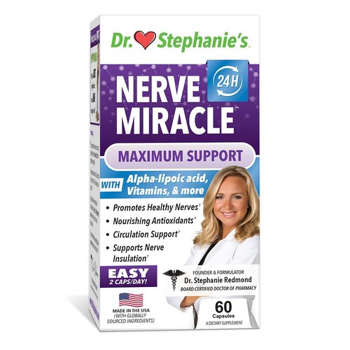 Pharmaganics Dr Stephanie’s Nerve Miracle - Nerve Support for Discomfort in Legs, Fingers, Toes - Natural Supplement Capsule with Alpha Lipoic Acid ALA and Vitamin B12