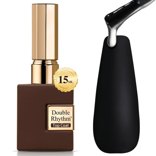 Double Rhythm 15ML No Wipe Gel Top Coat Base Coat Iridescent Glitter Shimmer 2 in 1 Nail Polish S...