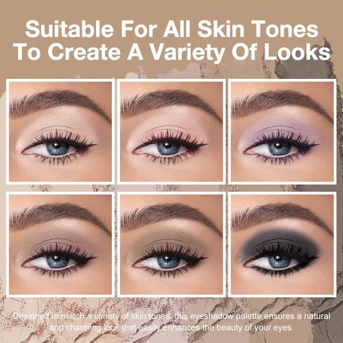 Kaely 6 Color Mini Eyeshadow Makeup Palette for Natural Nude Smoky Matte Looks, Nude Light Brown Smoky Grey Taupe Black Matte Eye Shadow Palette Long Lasting Pigmented Built in Mirror Travel Size 05