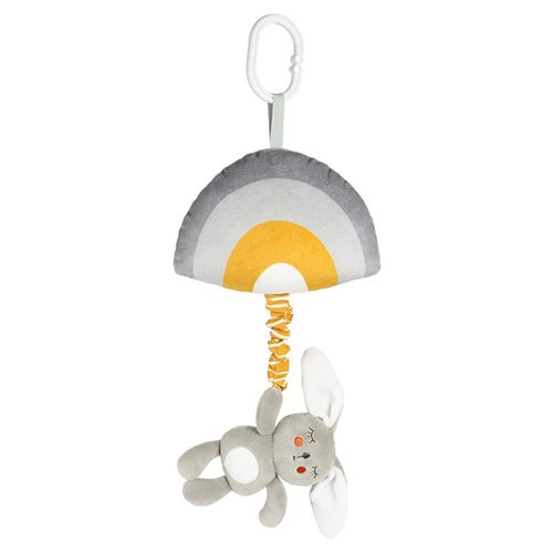 Blublu Park Baby Hanging Rattle Toys, Baby Lullaby Pull Musical, Soft Plush Early Development Stroller Car Toys with Squeaker for Infant (Rabbit)