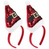 Lurrose 2pcs Christmas Santa Hat Headbands Sequined Plush Xmas Party Hair Bands Hair Hoops Headdress Hair Accessories for Girls Chidren