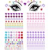 GEEHUA 456Pcs Rainbow Face Gems, Face Eye Rhinestones Stickers Mix Shape Crystal Body Jewel Sticker Self Adhesive Hearts Star Rhinestones Tattoos for Women Girl Halloween Christmas Festival, 4 Sheets