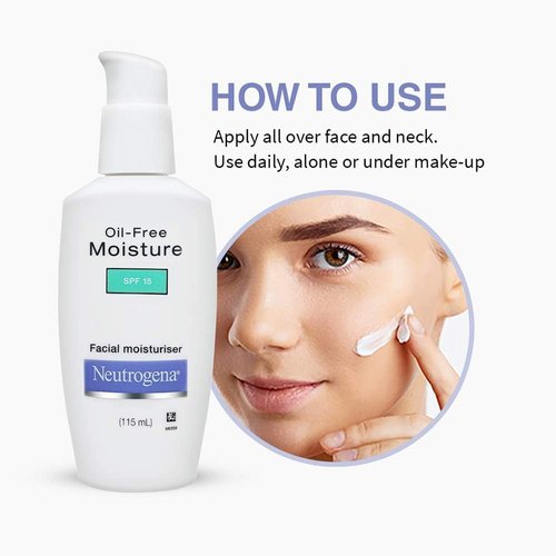 Oil Free Daily Long Lasting Facial Moisturizer & Neck Cream - Non Greasy, Oil Free Moisturizer Won't Clog Pores - SPF 15 Sunscreen & Glycerin, 4 fl. oz (Pack of 2)