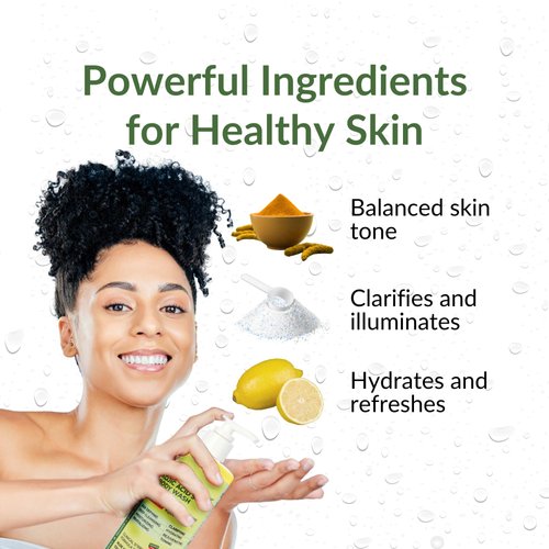 Nasola Lemon Turmeric Kojic Acid Soap Body Wash - Natural Gentle Face & Skin Cleanser with Vitamin C, Shea Butter, Collagen, Niacinamide, Hyaluronic Acid, and Aloe Vera - 11.83 Fl Oz