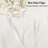 Bow Hair Clips,2 PCS White Hair Bows Tassel Hair Ribbons,Long Hair Bow Satin Hair Clip Ribbon Accessories for Women Valentine's Day (White)
