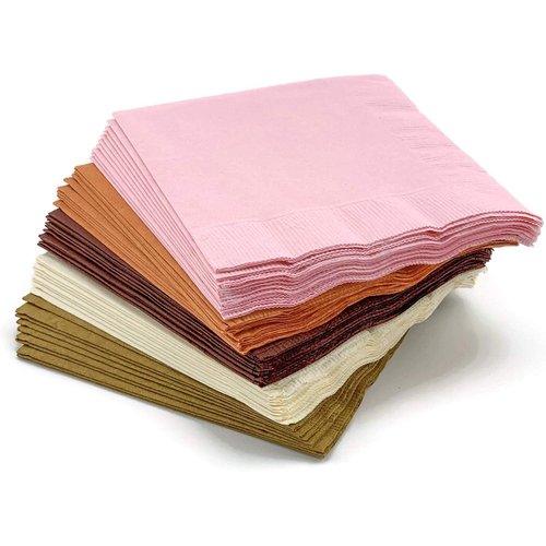 Pink Gold Brown Ivory Paper Beverage Napkins, Party Supplies, Girl Woodland Animal Birthday, Fall Baby Shower, Table Decorations, Drink, Cocktail, 50 Pack