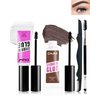 Eyebrow Gel Set with Brow Tool-Waterproof Medium Brown Tinted Eye Brow Gel & Clear Brow Setting Glue,Longlasting Brow Tinting Gel Brow Filler for Eyebrows,Thanksgiving Makeup Gift Kit for Women-01+03