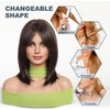 Esmee Short Straight Brown Bob Wigs With Curtain Bangs Shoulder Length Natural Wig Synthetic Cosplay Wigs for Women Use 14 Inch