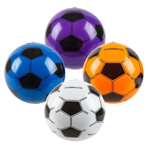 Zugar Land 16" Sports Soccer Beach Ball Inflate Assorted Colors (4 Colors) Party Favor Beach Ball Inflatable Toy (12 Pack)