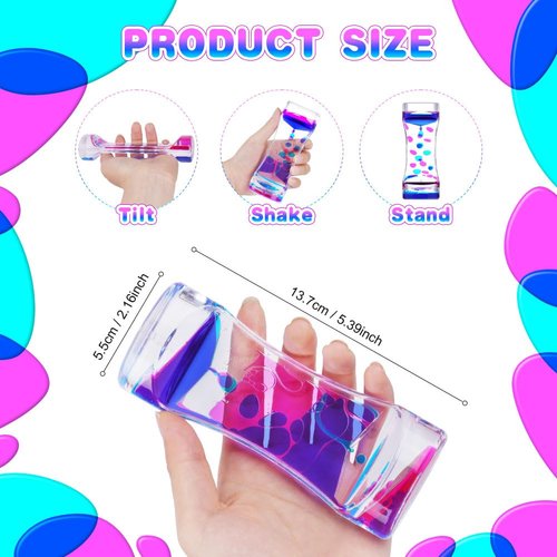 OSDUE 6 Pcs Liquid Motion Bubbler Timer, Oil Hourglass Liquid Sensory Calming Toy, Office Desk Toys Novelty Toys Fidget Toys for Kids and Adults Stress Relief and Anxiety Fidget Water Timers