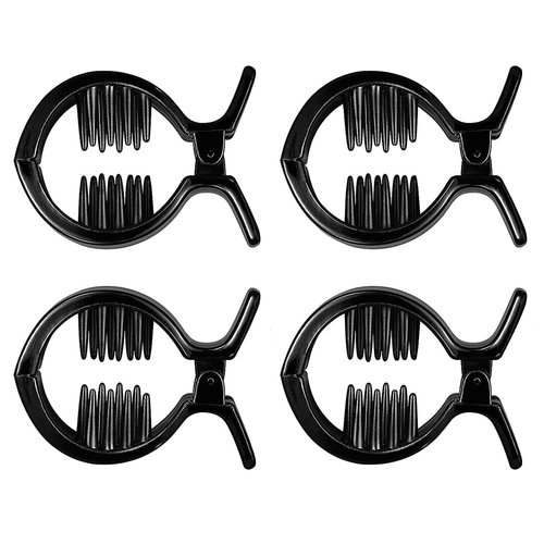 4 Pcs Black Plastic Hair Claw Clips Fish Shape Hair Jaw Clips Clamps Non Slip Hair Barrettes Ponytail Holder Hair Accessories for Women and Girls